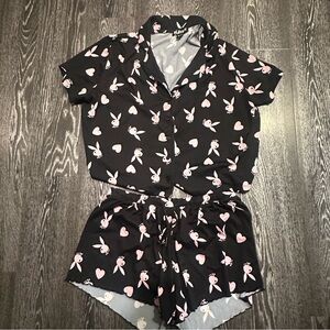 PLAYBOY Black and Pink Bunny Lounge Pants